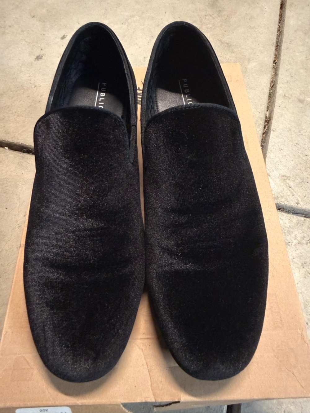 Public Opinion Black Velvet Slip-On Loafers for Men